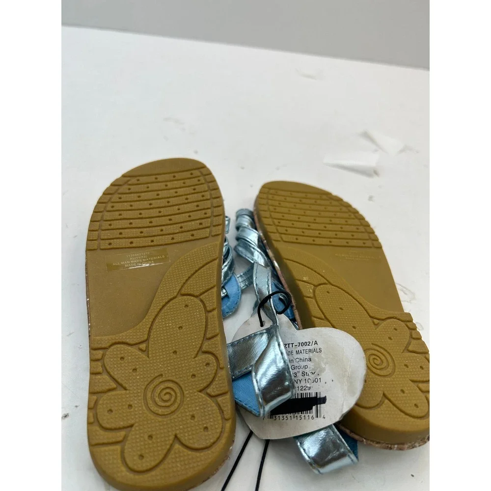Ztties Metallic Strappy Gladiator Sandals Toddler Size XL 11/12 Light Blue